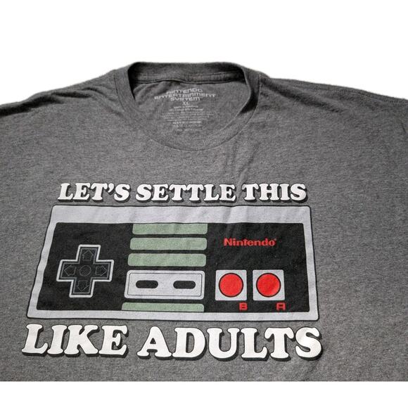 Nintendo Entertainment System Men T Shirt XL Graphic Lets Settle This Like Adult - Picture 1 of 6